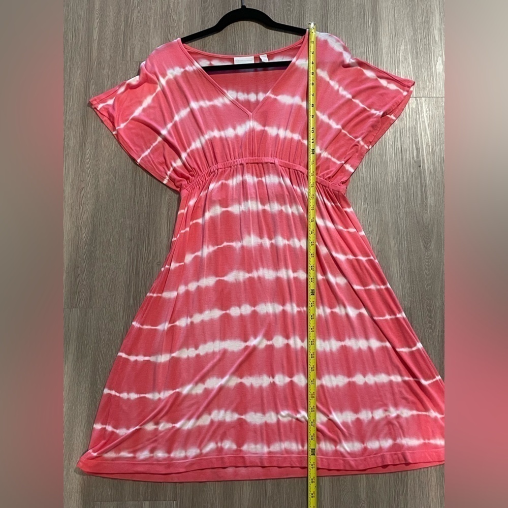 New York & Compny Women Jersey Knit Midi Dress Medium Pink Tie Dye Contemporary - Picture 13 of 14
